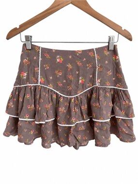 Forever 21 Size S Floral Ruffle Mini Skirt Cottagecore Western Prairie